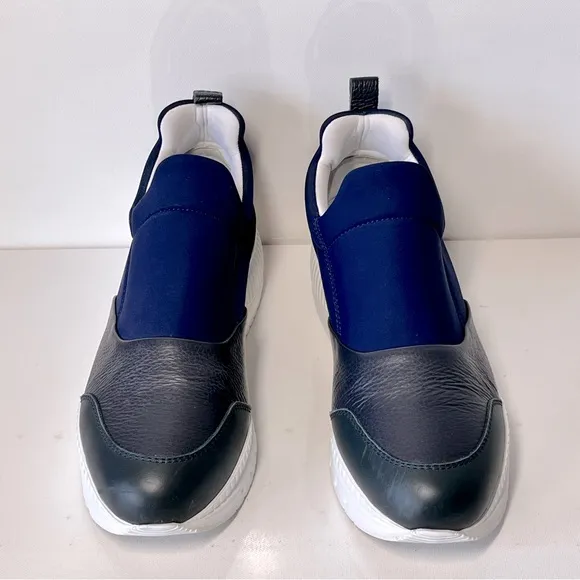 Emporio Armani Leather and Fabric Slip On Sneakers