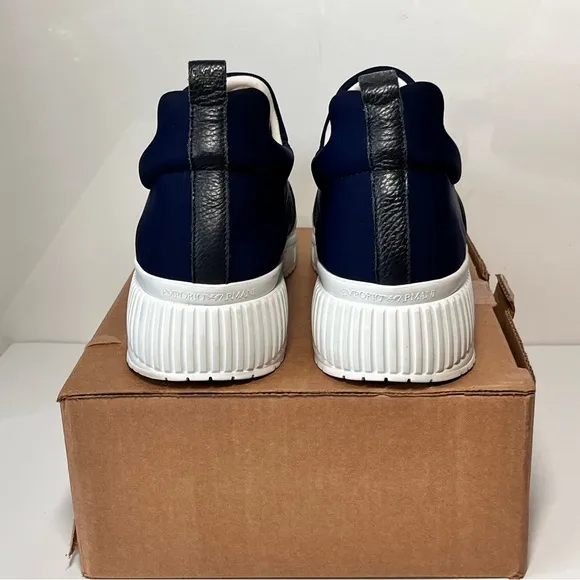 Emporio Armani Leather and Fabric Slip On Sneakers