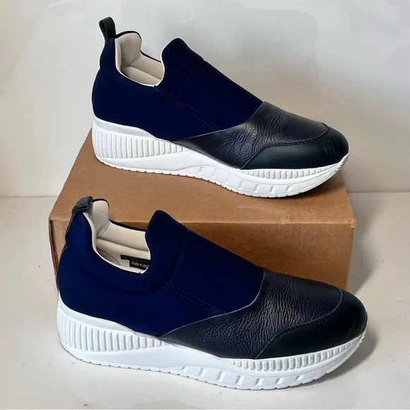 Emporio Armani Leather and Fabric Slip On Sneakers