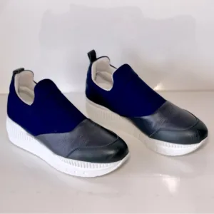 Emporio Armani Leather and Fabric Slip On Sneakers