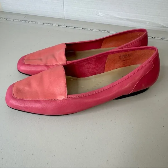 Enzo Angiolini Two Tone Pink Barbie Core Leather Loafers Flats Size 9.5