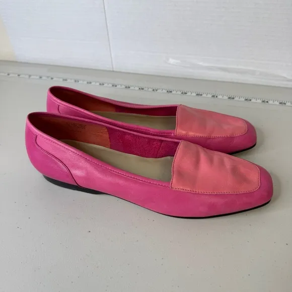 Enzo Angiolini Two Tone Pink Barbie Core Leather Loafers Flats Size 9.5