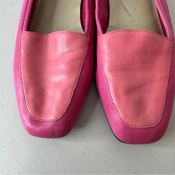 Enzo Angiolini Two Tone Pink Barbie Core Leather Loafers Flats Size 9.5