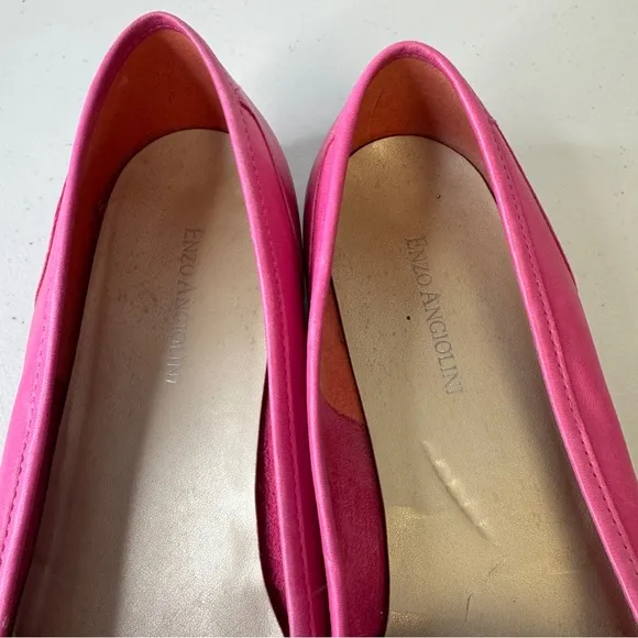 Enzo Angiolini Two Tone Pink Barbie Core Leather Loafers Flats Size 9.5