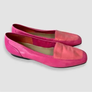 Enzo Angiolini Two Tone Pink Barbie Core Leather Loafers Flats Size 9.5