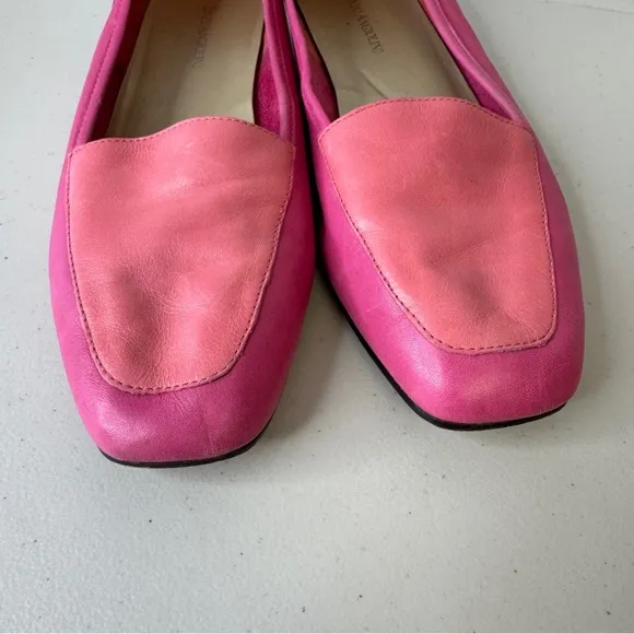 Enzo Angiolini Two Tone Pink Barbie Core Leather Loafers Flats Size 9.5