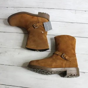 Enzo Tesoti Girl Kid Size 3 Brown Genuine Suede Leather Boots Fur Lined