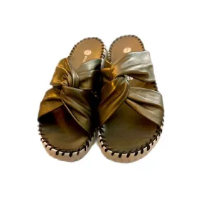 Eric Michael Candace Pewter Leather Knot Slides, size 9.5