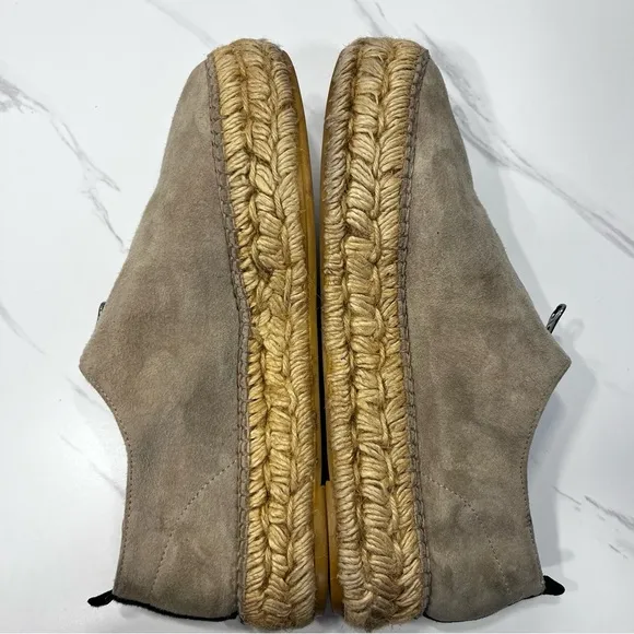 Eric Michael Serena Suede Zipper Espadrilles Beige Size 37 US 6.5 - 7