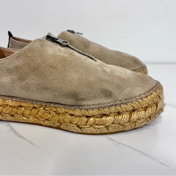 Eric Michael Serena Suede Zipper Espadrilles Beige Size 37 US 6.5 - 7