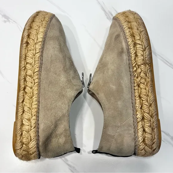 Eric Michael Serena Suede Zipper Espadrilles Beige Size 37 US 6.5 - 7