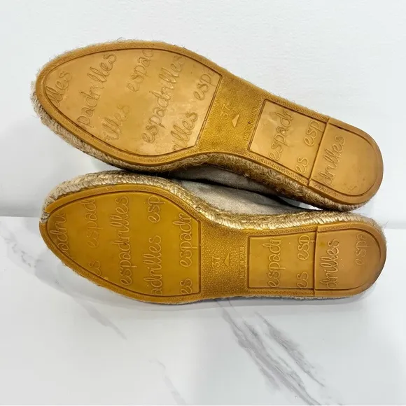 Eric Michael Serena Suede Zipper Espadrilles Beige Size 37 US 6.5 - 7