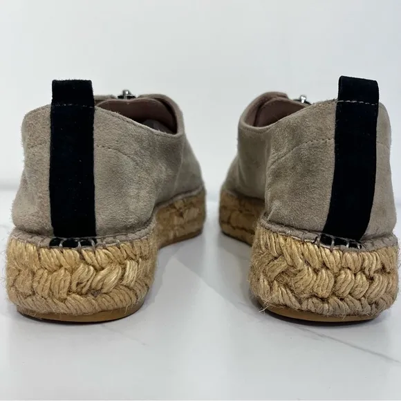 Eric Michael Serena Suede Zipper Espadrilles Beige Size 37 US 6.5 - 7