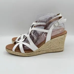 Eric Michael White Lindsey Leather Espadrilles Wedge Heels US Size 10-11‎ EU 41