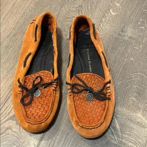 Etienne Aigner Orange Loafers with Black Accents