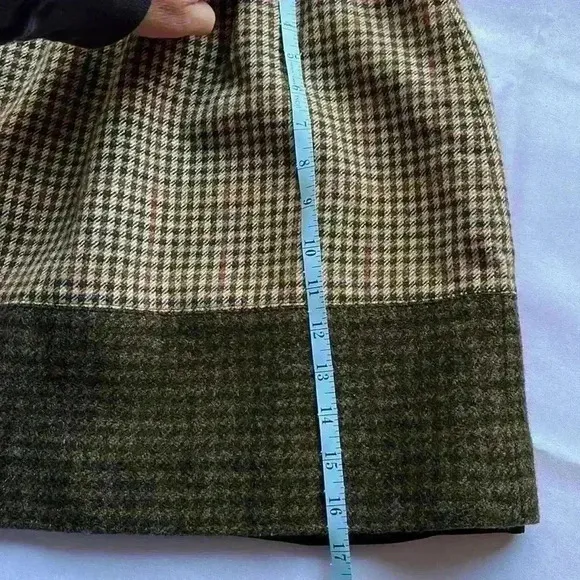 EUC J Crew Black Label Y2K 90s Lambs Wool Mini Skirt Plaid Preppy Brown Sz 6