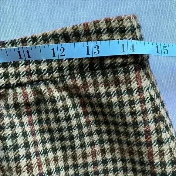 EUC J Crew Black Label Y2K 90s Lambs Wool Mini Skirt Plaid Preppy Brown Sz 6