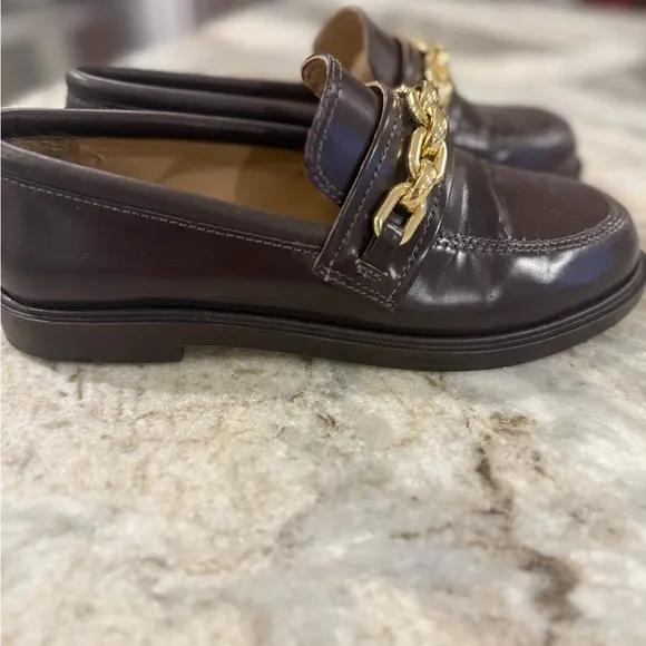 EUC Schutz leather sole work shoes gorgeous brown with chain detailing