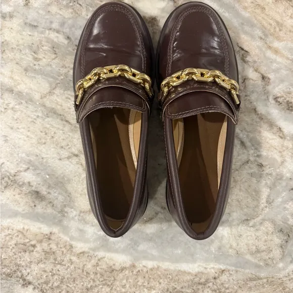 EUC Schutz leather sole work shoes gorgeous brown with chain detailing