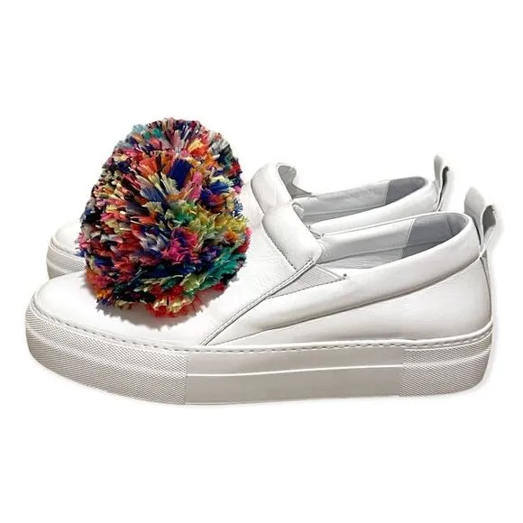 EUGENIA KIM Feather Pom-Pom Slip-on Sneakers