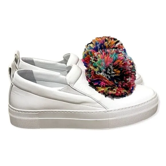 EUGENIA KIM Feather Pom-Pom Slip-on Sneakers