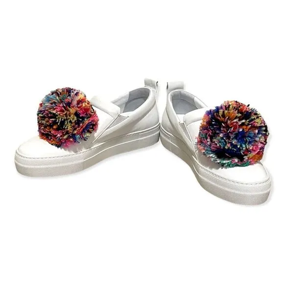 EUGENIA KIM Feather Pom-Pom Slip-on Sneakers