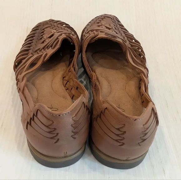 EURO SOFT By SOFFT Women's Woven Brown Leather Huarache Sandal Flats
