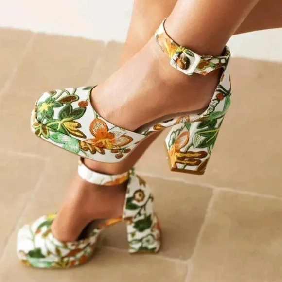 European And American Style Minimalist Square Toe Chunky Heel Comfortable Hollow