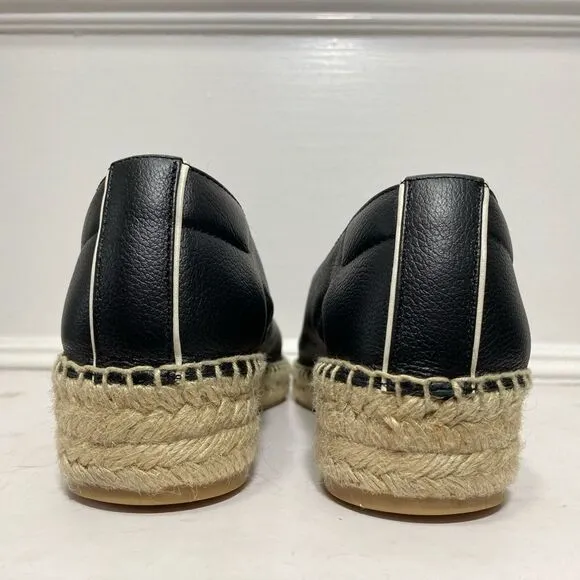 Everlane | The Espadrille Leather Square Toe Slip On Loafers in Black Size 8.5