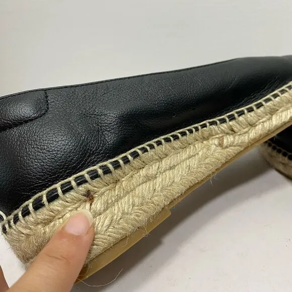 Everlane | The Espadrille Leather Square Toe Slip On Loafers in Black Size 8.5