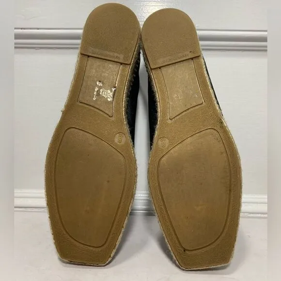 Everlane | The Espadrille Leather Square Toe Slip On Loafers in Black Size 8.5