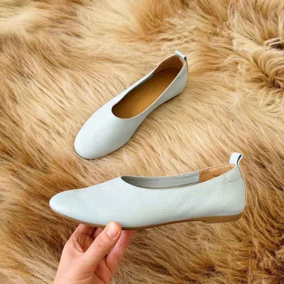 Everlane The Italian Leather Day Glove Ballet Flats Sky Blue Size 6.5