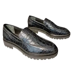 Everlane The Lug Loafer Black Crocodile Leather Size 9.5 Womens Slip-On Shoes