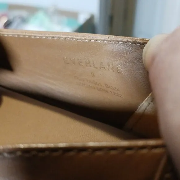 Everlane The Modern Loafer in Camel Tan, Size 9, Classic Brown Leather Slip-ons
