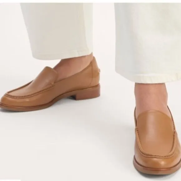 Everlane The Modern Loafer in Camel Tan, Size 9, Classic Brown Leather Slip-ons