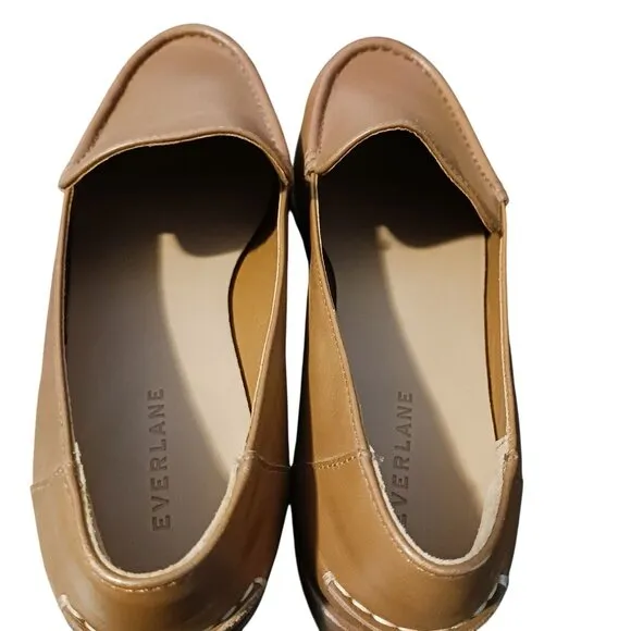 Everlane The Modern Loafer in Camel Tan, Size 9, Classic Brown Leather Slip-ons