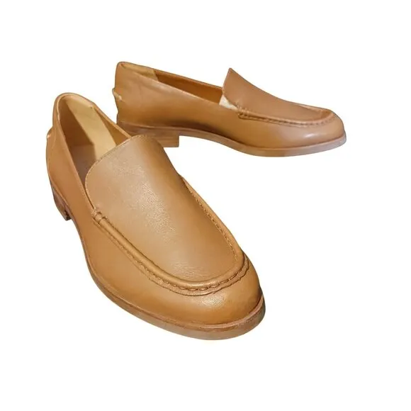 Everlane The Modern Loafer in Camel Tan, Size 9, Classic Brown Leather Slip-ons