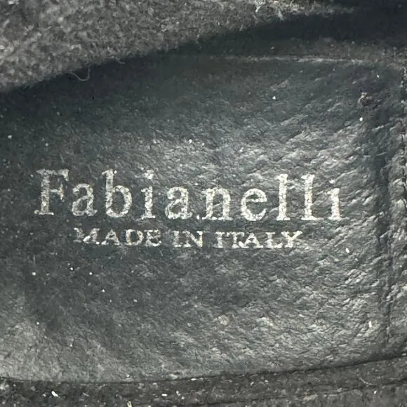 Fabianelli black leather and suede shearling block heel zip ankle boots Italy 39