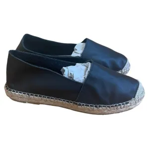Fabiolas Genuine Spanish Leather Black Espadrilles Flats Sz 38