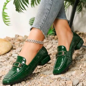 Fashionable Square Toe Loafers Women Chunky Heel Mules Women Shoes