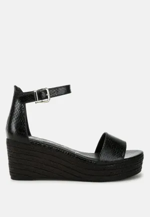 Faux Leather Snake Wedge Espadrilles By RAG