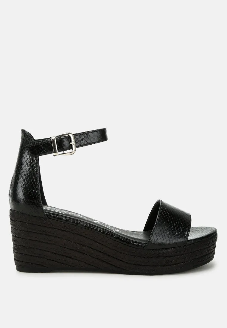 Faux Leather Snake Wedge Espadrilles By RAG