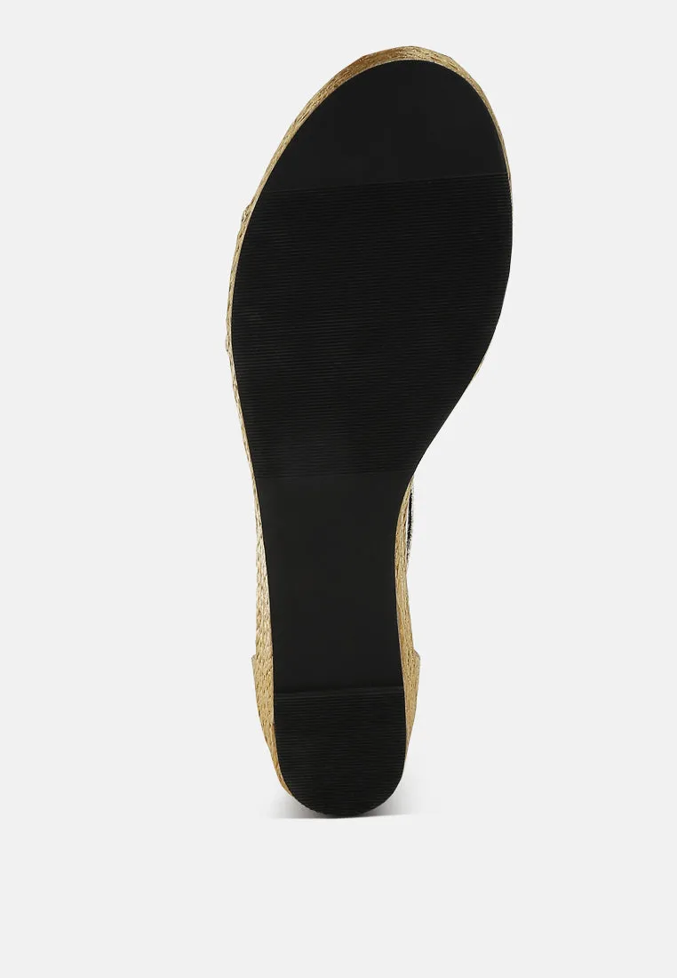 Faux Leather Snake Wedge Espadrilles By RAG