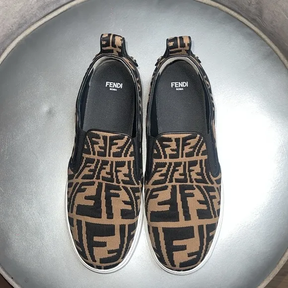Fendi Designer Slip-On Sneakers with Monogram Pattern