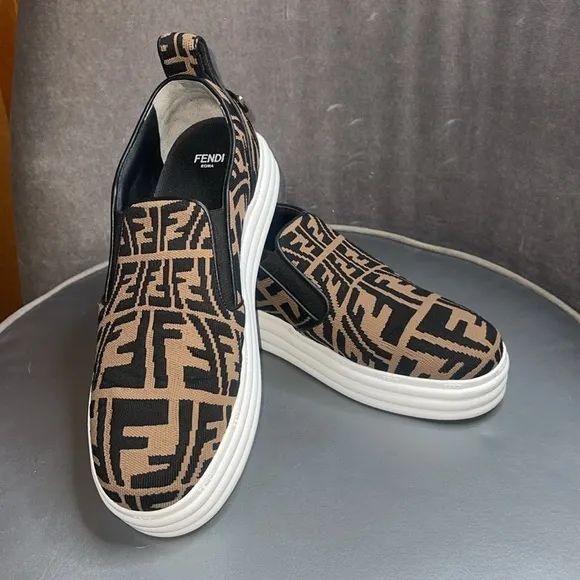 Fendi Designer Slip-On Sneakers with Monogram Pattern
