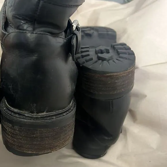FENDI LEATHER FUR LINED ANKLE BLACK BOOTS SIZE 39‎