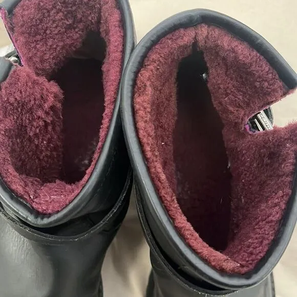FENDI LEATHER FUR LINED ANKLE BLACK BOOTS SIZE 39‎