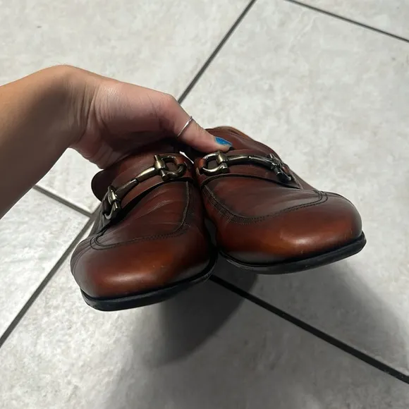 Ferragamo Mens Brown Leather Horsebit Buckle‎ Loafers