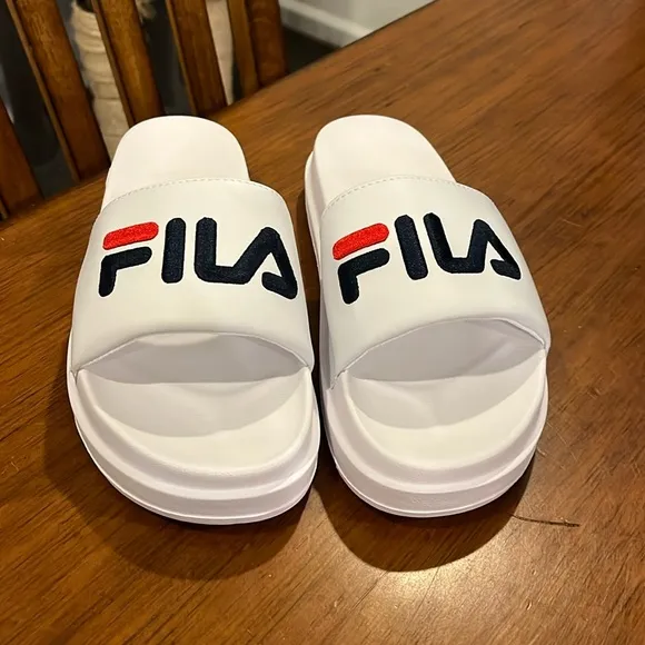 Fila Drifter Bold slides sandals shoes new shower pool beach white Womens Sizes