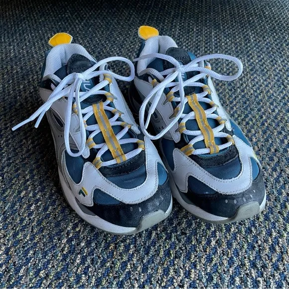 FILA MEN’S GORPCORE Blue and Yellow Sneakers with Mesh Design